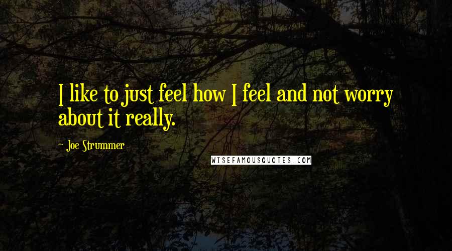 Joe Strummer quotes: I like to just feel how I feel and not worry about it really.