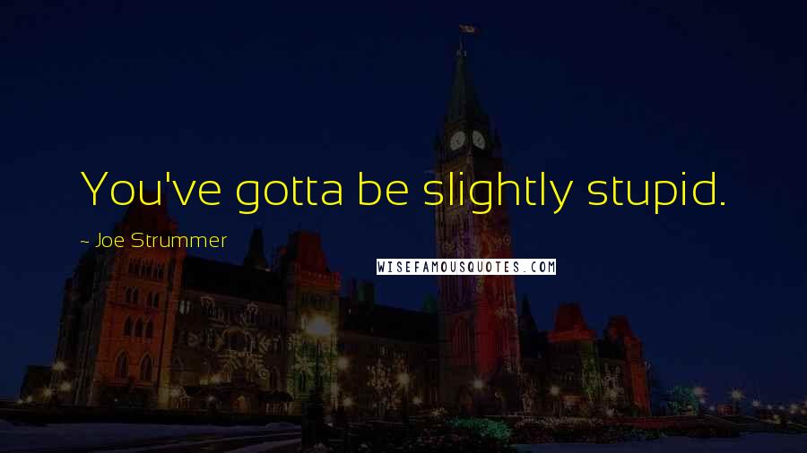 Joe Strummer quotes: You've gotta be slightly stupid.