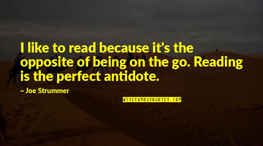 Joe Strummer Quotes By Joe Strummer: I like to read because it's the opposite