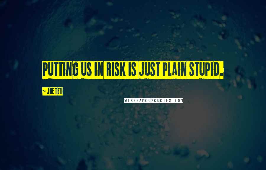 Joe Teti quotes: Putting us in risk is just plain stupid.