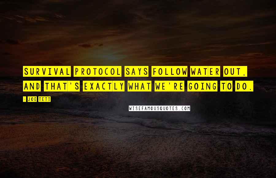 Joe Teti quotes: Survival protocol says follow water out, and that's exactly what we're going to do.