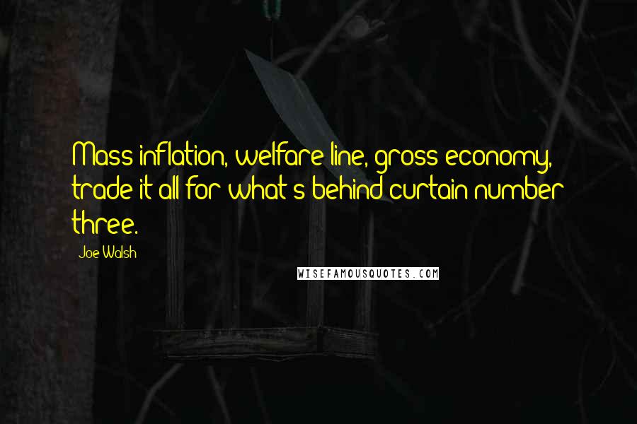 Joe Walsh quotes: Mass inflation, welfare line, gross economy, trade it all for what's behind curtain number three.