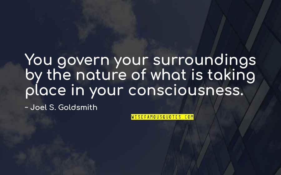 Joel Goldsmith Quotes By Joel S. Goldsmith: You govern your surroundings by the nature of