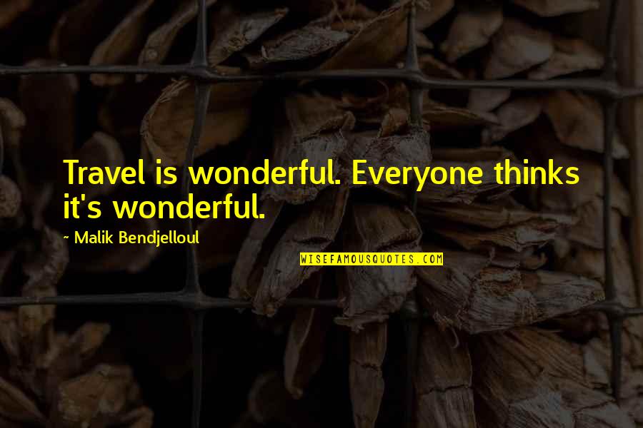 Joel Hildebrand Quotes By Malik Bendjelloul: Travel is wonderful. Everyone thinks it's wonderful.