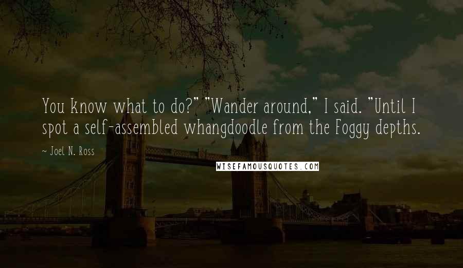 Joel N. Ross quotes: You know what to do?" "Wander around," I said. "Until I spot a self-assembled whangdoodle from the Foggy depths.