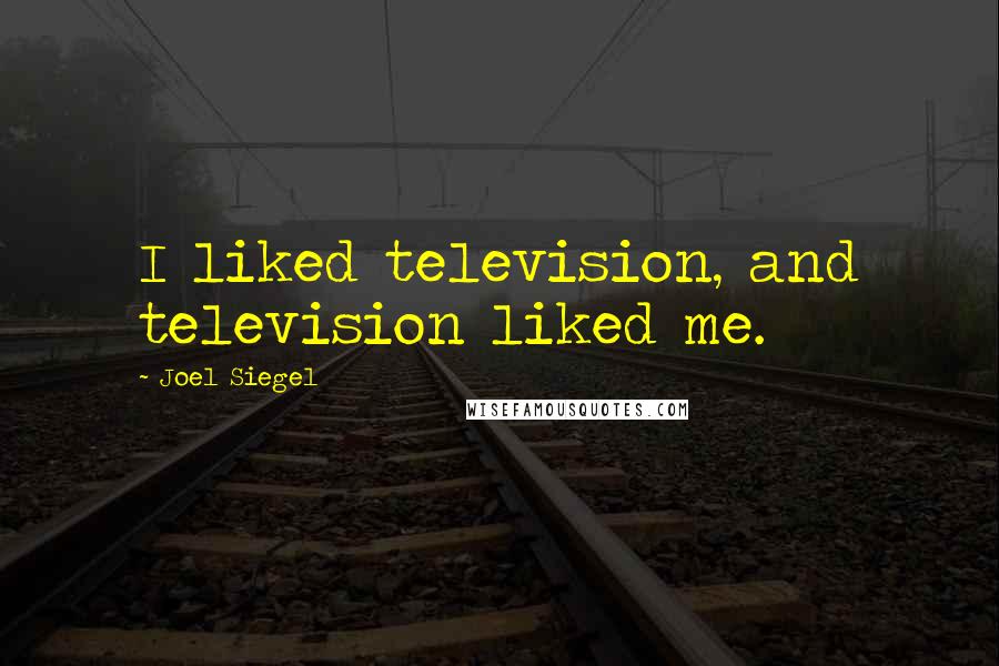 Joel Siegel quotes: I liked television, and television liked me.