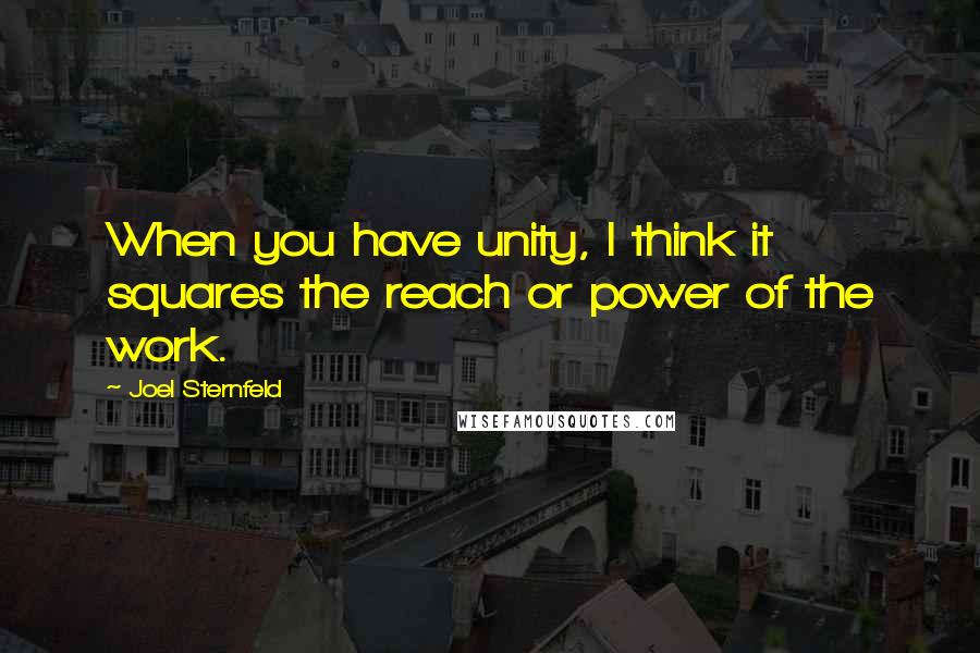 Joel Sternfeld quotes: When you have unity, I think it squares the reach or power of the work.