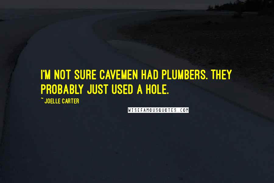 Joelle Carter quotes: I'm not sure cavemen had plumbers. They probably just used a hole.