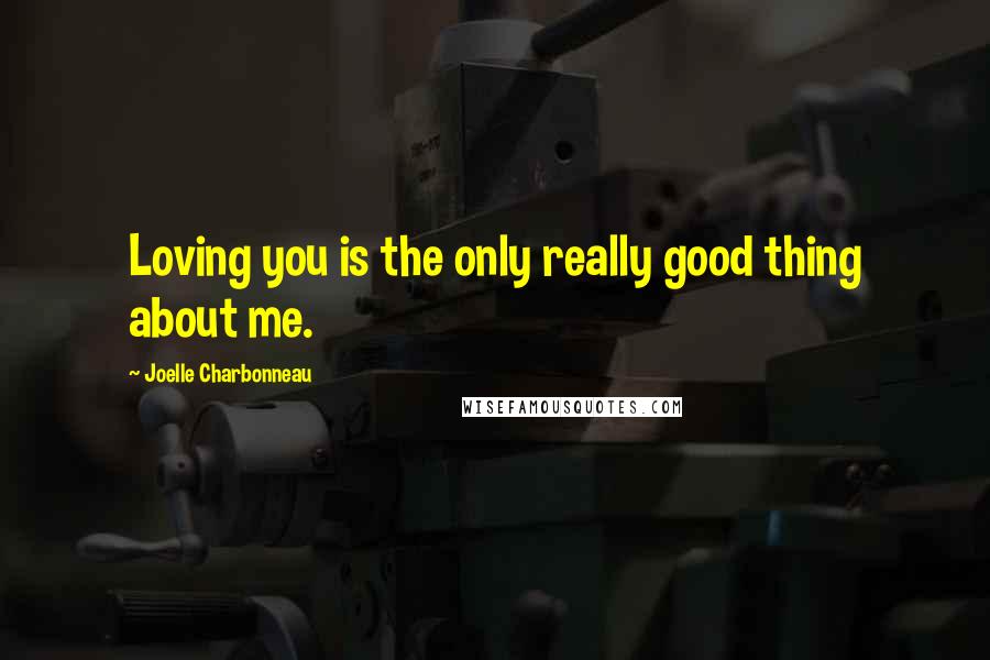 Joelle Charbonneau quotes: Loving you is the only really good thing about me.