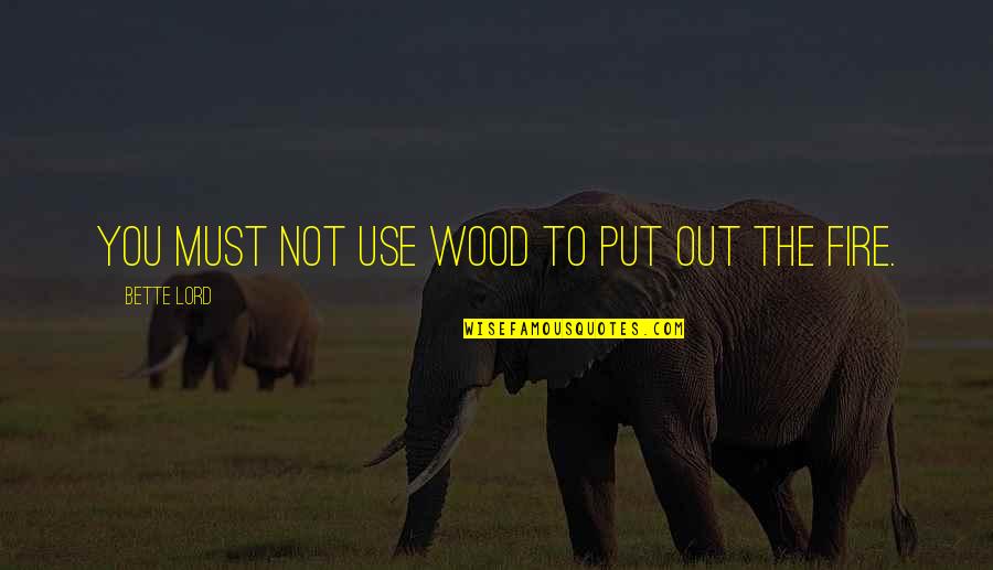 Joemel Mcnair Quotes By Bette Lord: You must not use wood to put out