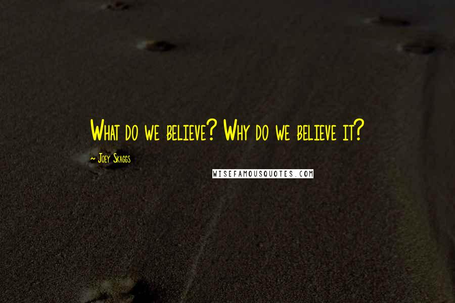 Joey Skaggs quotes: What do we believe? Why do we believe it?