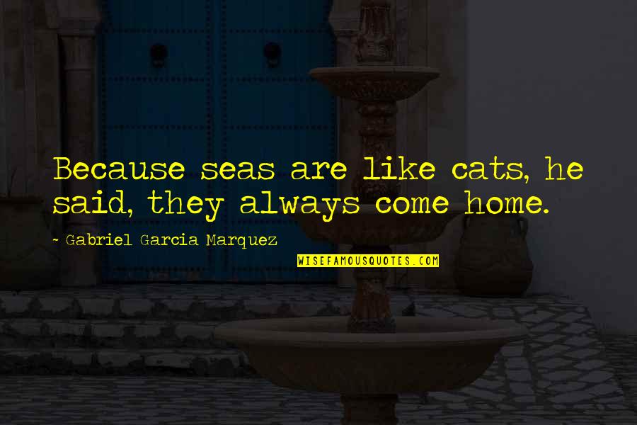 Joguei Bebida Quotes By Gabriel Garcia Marquez: Because seas are like cats, he said, they Joguei Bebida Quotes By Gabriel Garcia Marquez: Because seas are like cats, he said, they