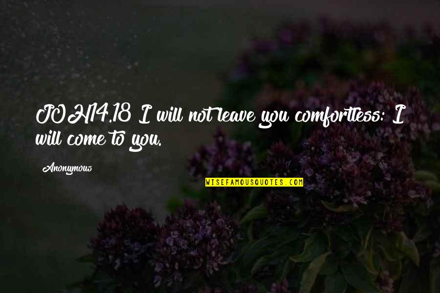 Joh14 Quotes By Anonymous: JOH14.18 I will not leave you comfortless: I