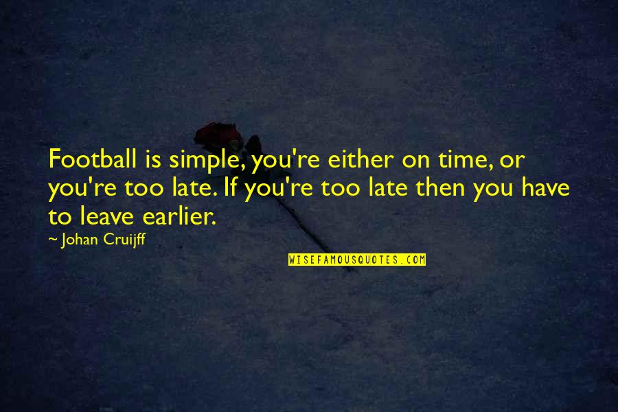 Johan Quotes By Johan Cruijff: Football is simple, you're either on time, or