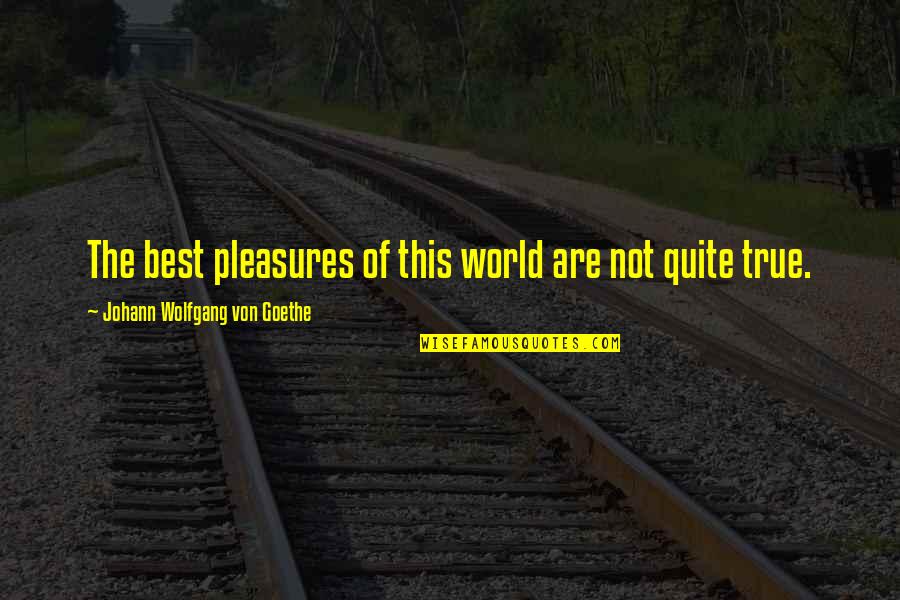Johann Goethe Quotes By Johann Wolfgang Von Goethe: The best pleasures of this world are not