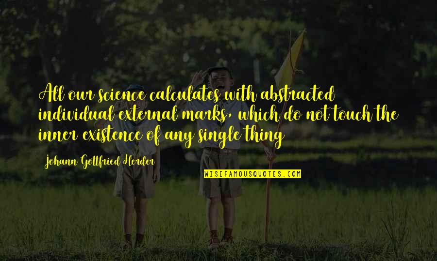 Johann Gottfried Herder Quotes By Johann Gottfried Herder: All our science calculates with abstracted individual external