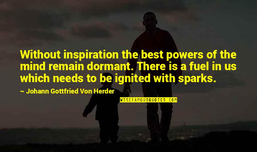 Johann Gottfried Herder Quotes By Johann Gottfried Von Herder: Without inspiration the best powers of the mind