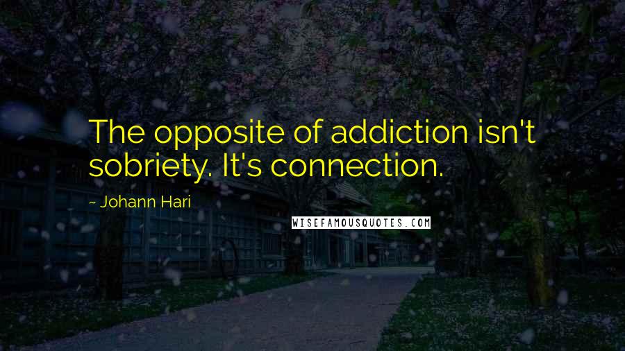 Johann Hari quotes: The opposite of addiction isn't sobriety. It's connection.