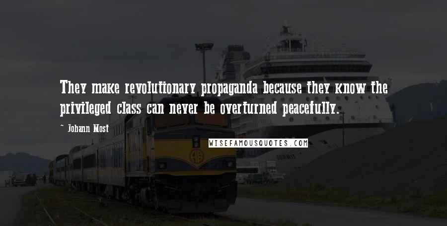 Johann Most quotes: They make revolutionary propaganda because they know the privileged class can never be overturned peacefully.