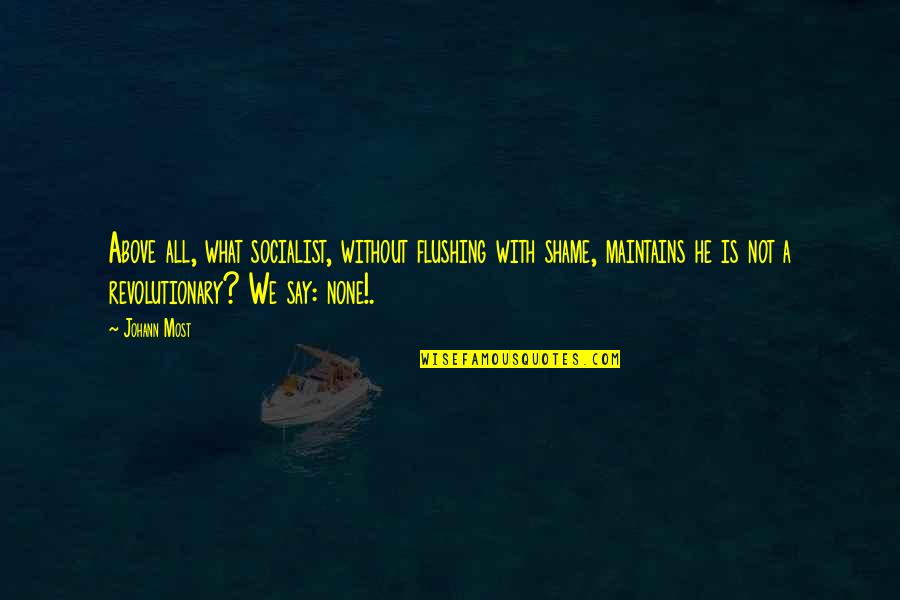 Johann Quotes By Johann Most: Above all, what socialist, without flushing with shame, Johann Quotes By Johann Most: Above all, what socialist, without flushing with shame,