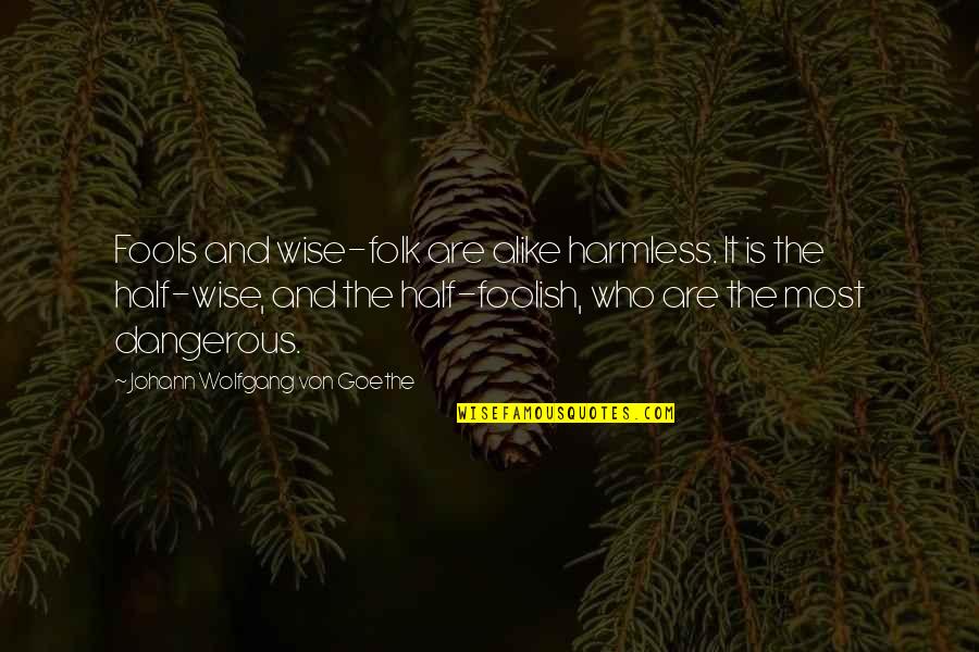 Johann Quotes By Johann Wolfgang Von Goethe: Fools and wise-folk are alike harmless. It is Johann Quotes By Johann Wolfgang Von Goethe: Fools and wise-folk are alike harmless. It is