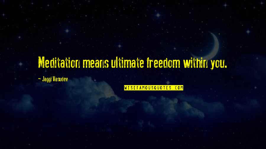 Johann Schiller Quotes By Jaggi Vasudev: Meditation means ultimate freedom within you.