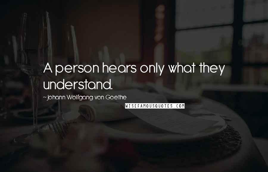 Johann Wolfgang Von Goethe quotes: A person hears only what they understand.