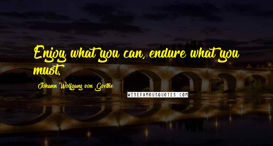 Johann Wolfgang Von Goethe quotes: Enjoy what you can, endure what you must.