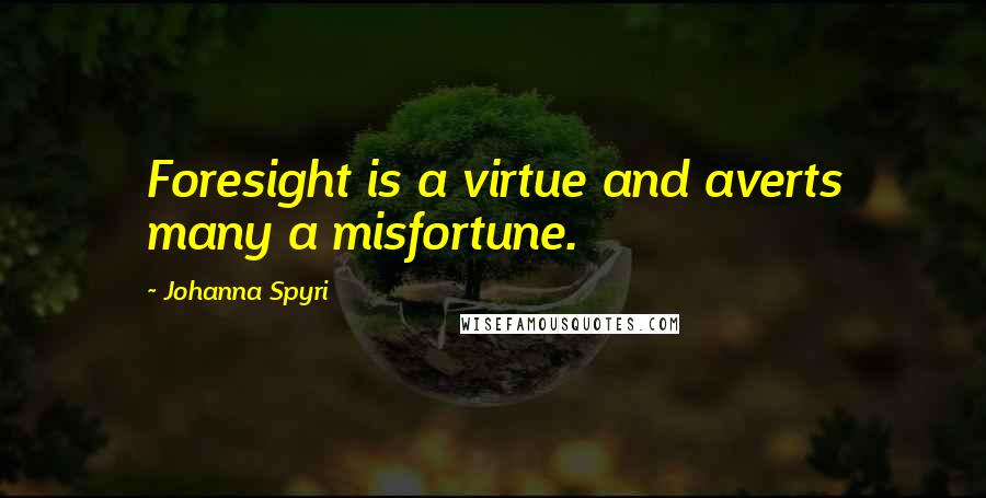 Johanna Spyri quotes: Foresight is a virtue and averts many a misfortune.
