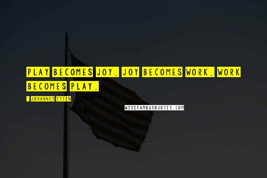 Johannes Itten quotes: Play becomes joy, joy becomes work, work becomes play.