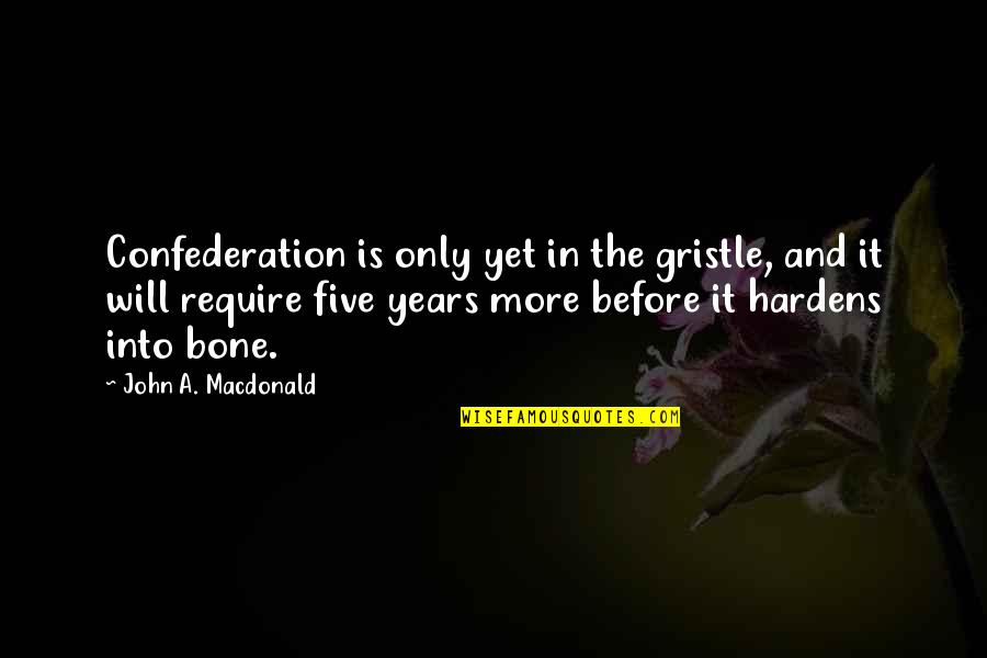 John A Macdonald Quotes By John A. Macdonald: Confederation is only yet in the gristle, and