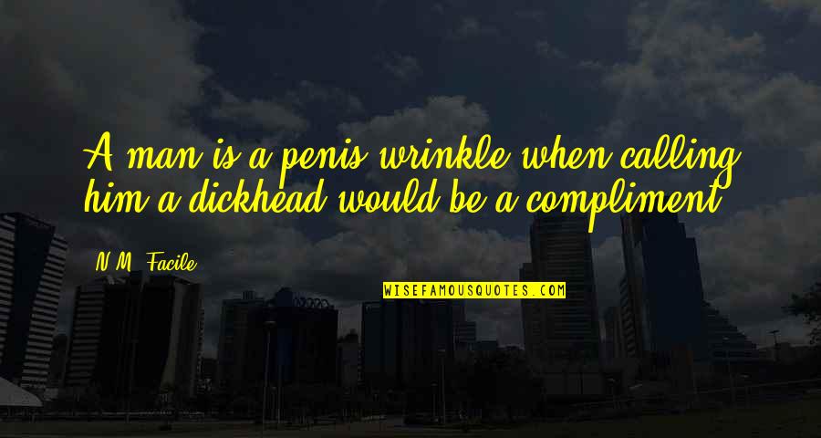 John Anthony Ciardi Quotes By N.M. Facile: A man is a penis-wrinkle when calling him