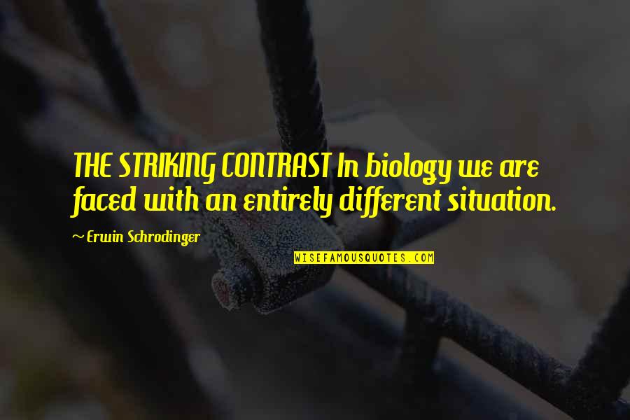 John Augustus Larson Quotes By Erwin Schrodinger: THE STRIKING CONTRAST In biology we are faced John Augustus Larson Quotes By Erwin Schrodinger: THE STRIKING CONTRAST In biology we are faced