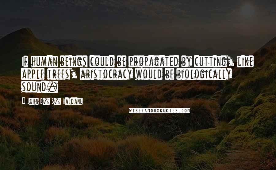 John B. S. Haldane quotes: If human beings could be propagated by cutting, like apple trees, aristocracy would be biologically sound.