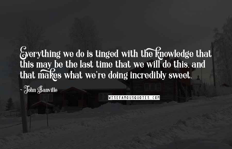 John Banville quotes: Everything we do is tinged with the knowledge that this may be the last time that we will do this, and that makes what we're doing incredibly sweet.