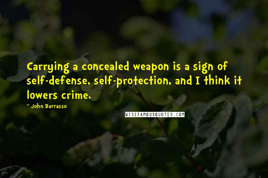 John Barrasso quotes: Carrying a concealed weapon is a sign of self-defense, self-protection, and I think it lowers crime.