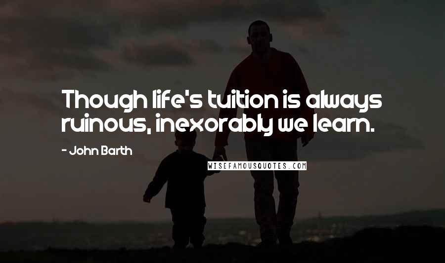 John Barth quotes: Though life's tuition is always ruinous, inexorably we learn.