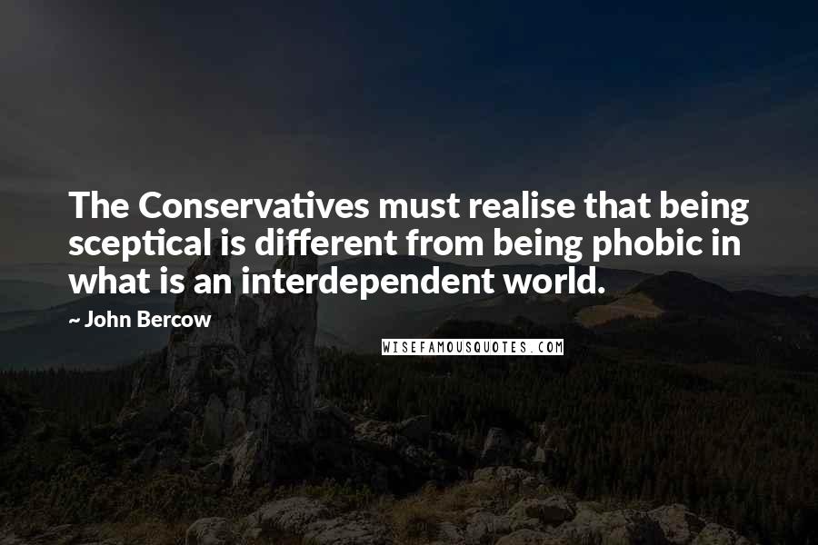 John Bercow quotes: The Conservatives must realise that being sceptical is different from being phobic in what is an interdependent world.