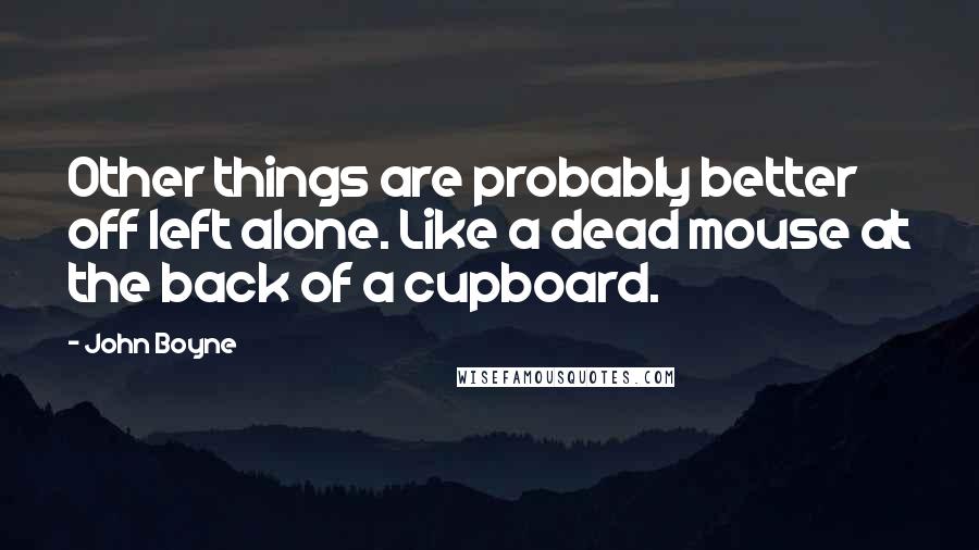 John Boyne quotes: Other things are probably better off left alone. Like a dead mouse at the back of a cupboard.