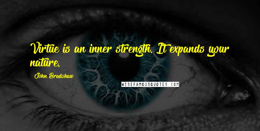 John Bradshaw quotes: Virtue is an inner strength. It expands your nature.