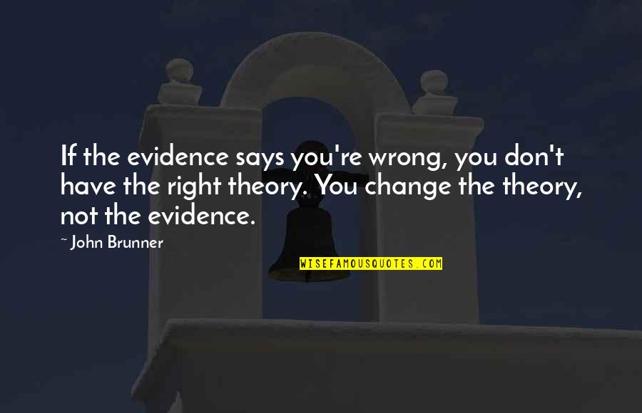 John Brunner Quotes By John Brunner: If the evidence says you're wrong, you don't