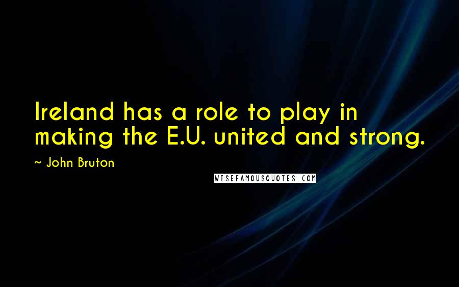 John Bruton quotes: Ireland has a role to play in making the E.U. united and strong.