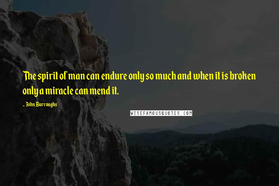 John Burroughs quotes: The spirit of man can endure only so much and when it is broken only a miracle can mend it.