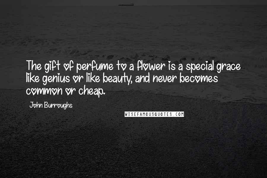 John Burroughs quotes: The gift of perfume to a flower is a special grace like genius or like beauty, and never becomes common or cheap.