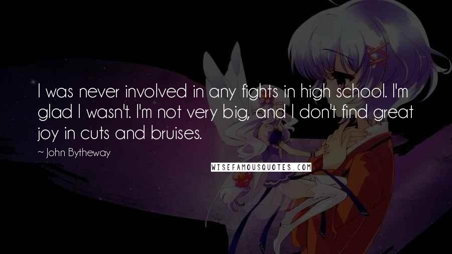 John Bytheway quotes: I was never involved in any fights in high school. I'm glad I wasn't. I'm not very big, and I don't find great joy in cuts and bruises. John Bytheway quotes: I was never involved in any fights in high school. I'm glad I wasn't. I'm not very big, and I don't find great joy in cuts and bruises.