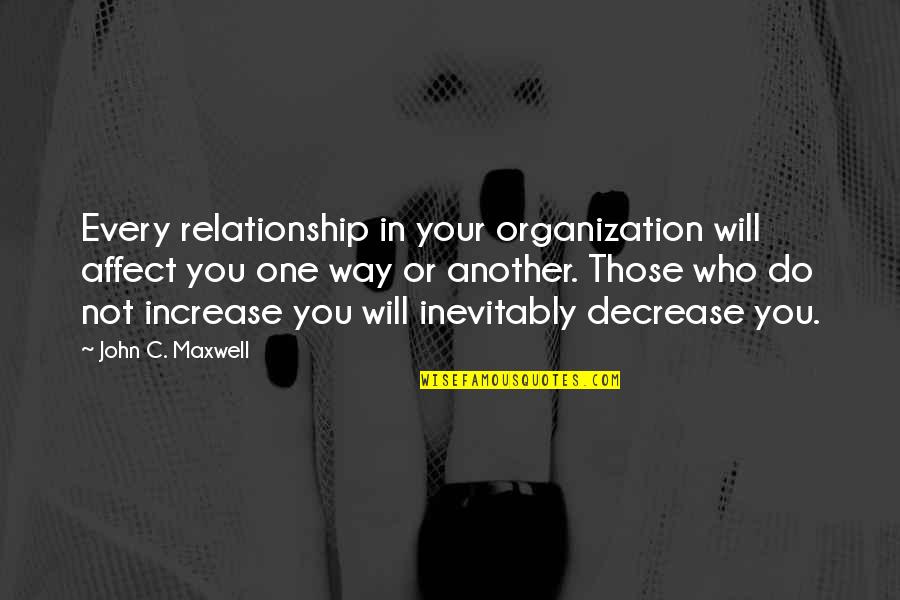 John C Maxwell Leadership Quotes By John C. Maxwell: Every relationship in your organization will affect you John C Maxwell Leadership Quotes By John C. Maxwell: Every relationship in your organization will affect you