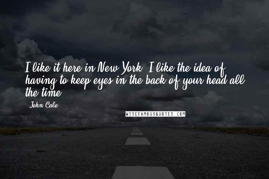 John Cale quotes: I like it here in New York. I like the idea of having to keep eyes in the back of your head all the time.