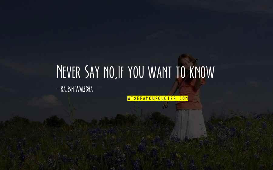 John Calvins Quotes By Rajesh Walecha: Never Say no,if you want to know