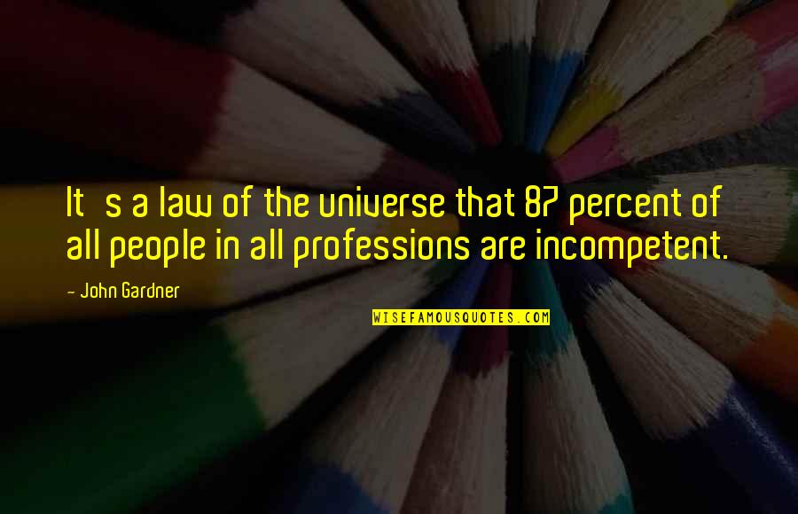 John Cameron Mitchell Quotes By John Gardner: It's a law of the universe that 87