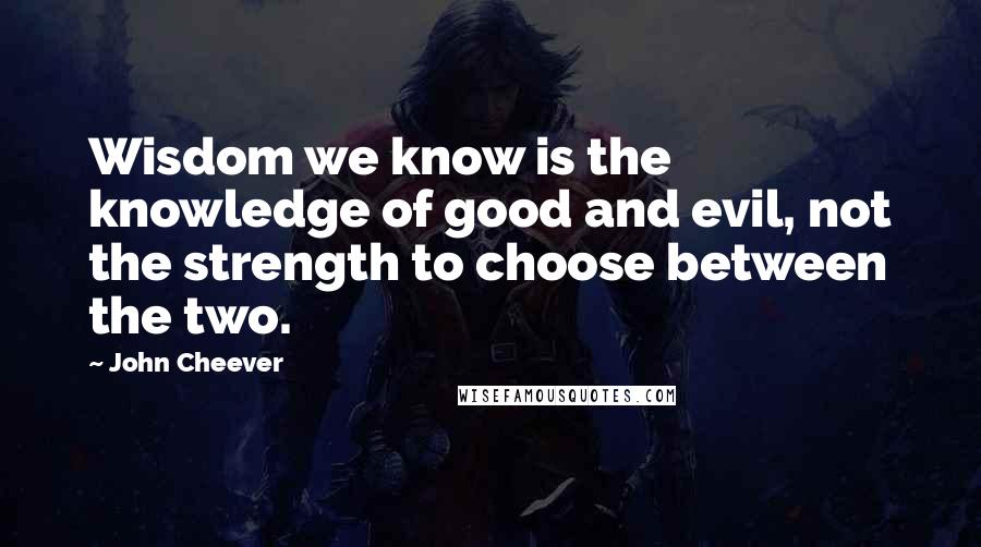 John Cheever quotes: Wisdom we know is the knowledge of good and evil, not the strength to choose between the two.